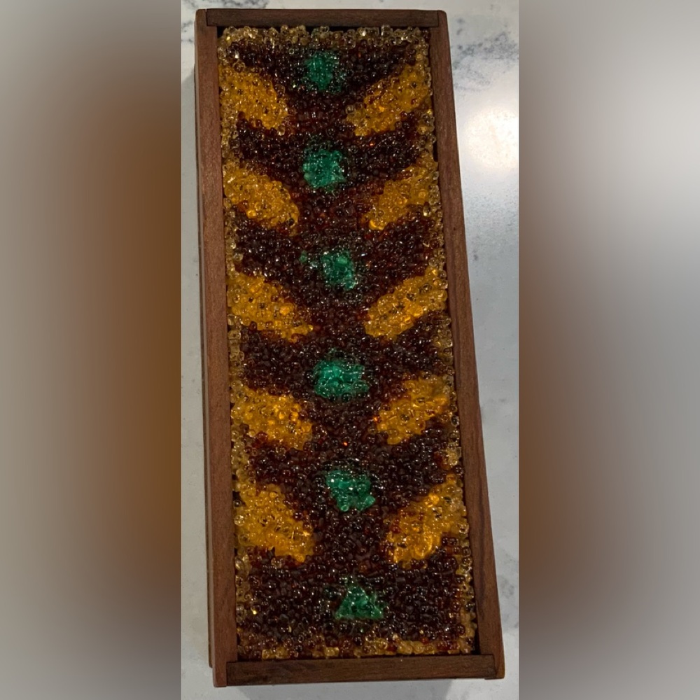 Vintage Beaded Wooden Trinket MCM box